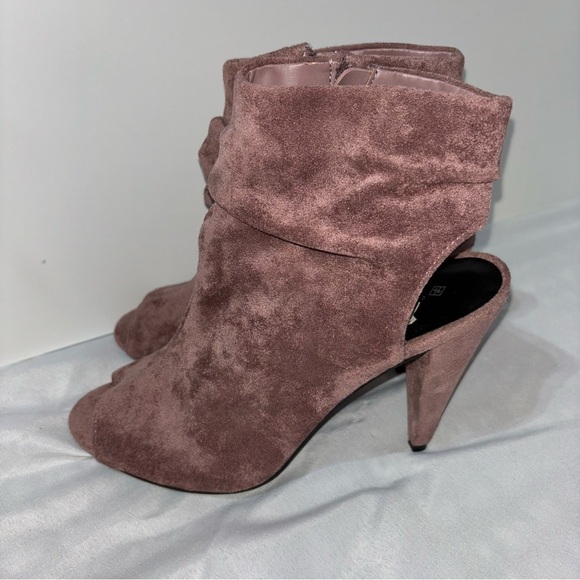 CALL IT SPRING Open Toe Heel Side Zip Suede Ankle Heel Booties Size 8 - Picture 5 of 11